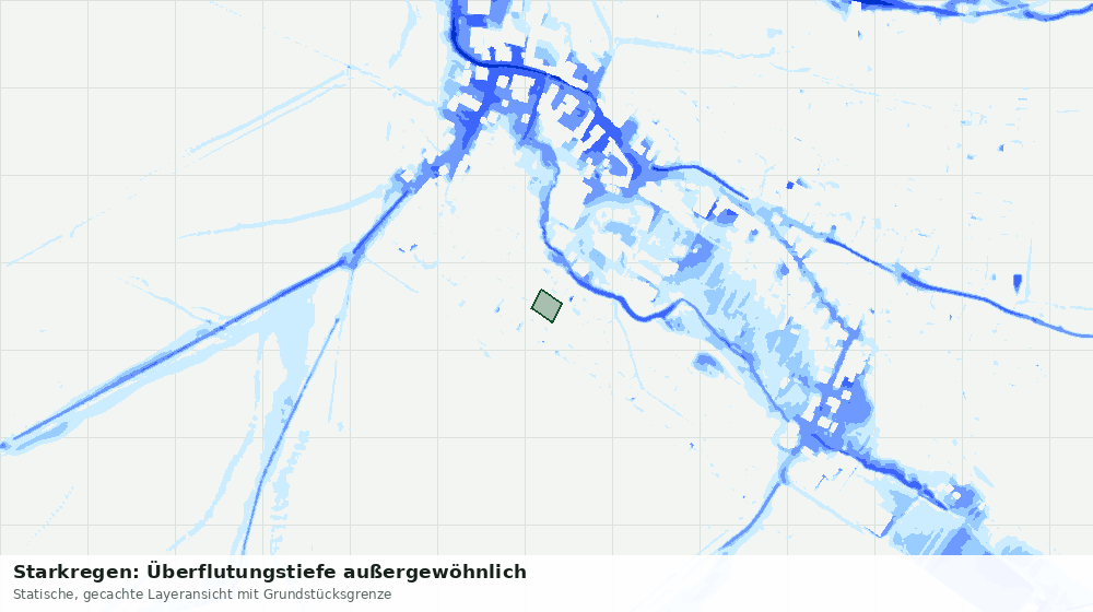 Statische Kartenansicht: Starkregen: Überflutungstiefe außergewöhnlich
