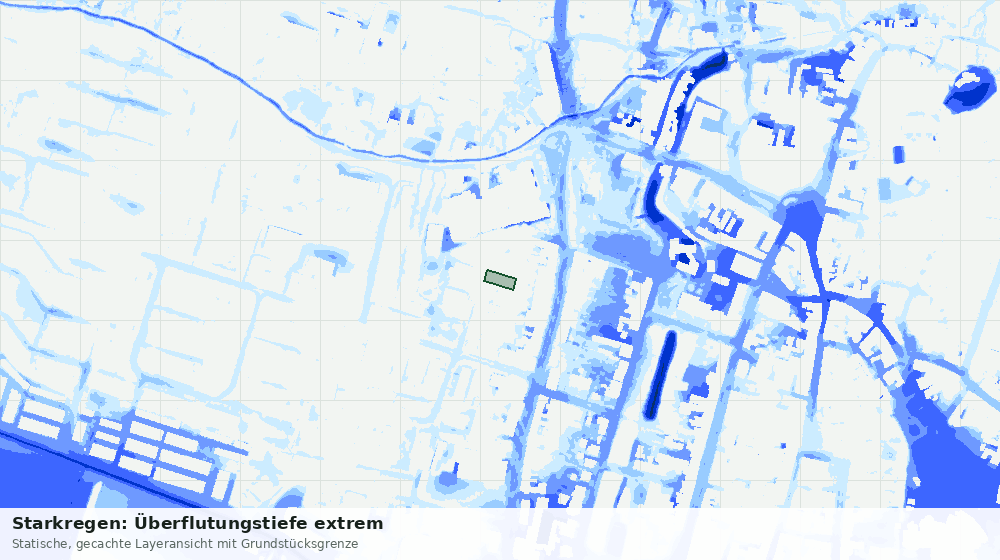Statische Kartenansicht: Starkregen: Überflutungstiefe extrem