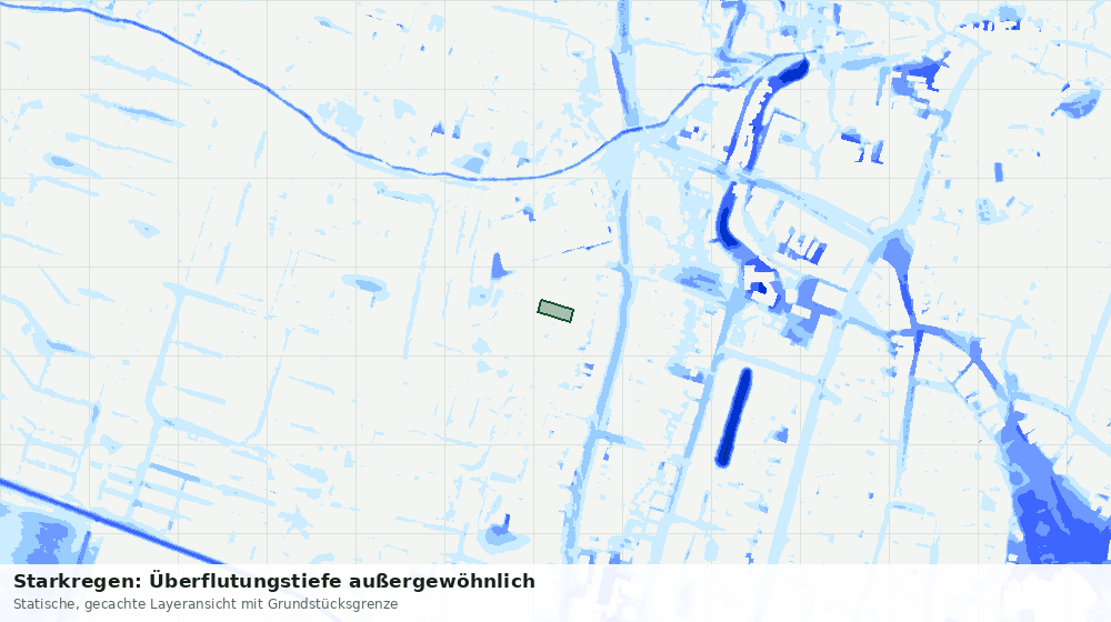 Statische Kartenansicht: Starkregen: Überflutungstiefe außergewöhnlich