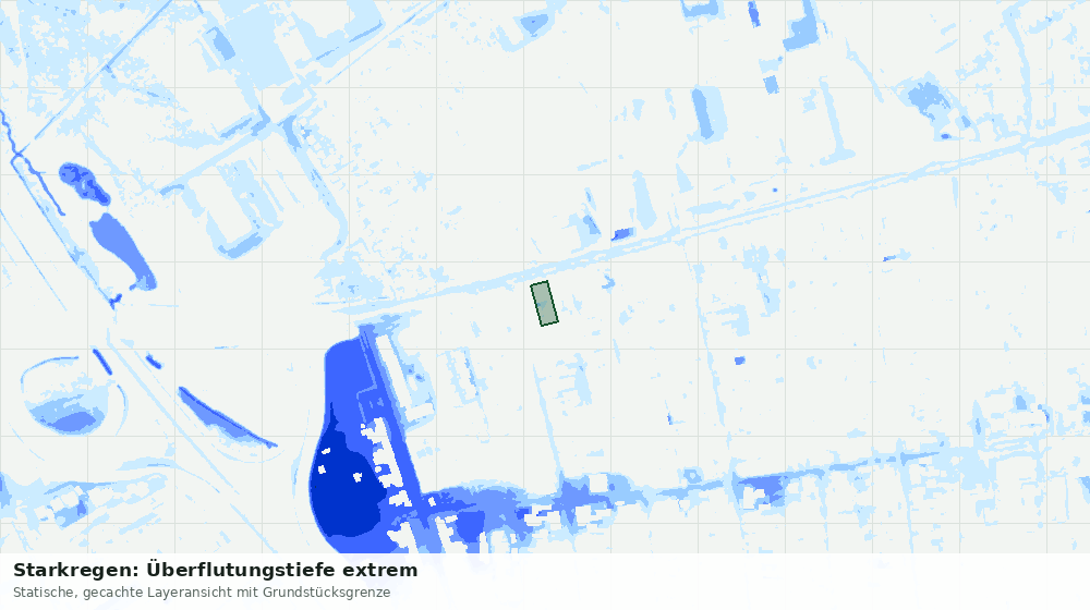 Statische Kartenansicht: Starkregen: Überflutungstiefe extrem