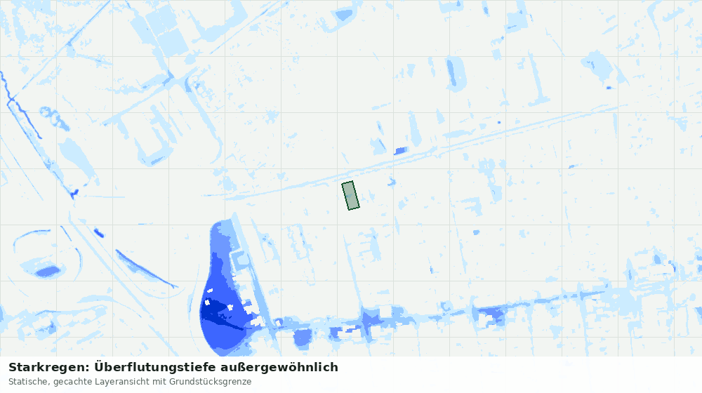 Statische Kartenansicht: Starkregen: Überflutungstiefe außergewöhnlich