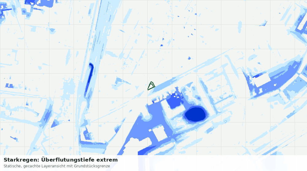 Statische Kartenansicht: Starkregen: Überflutungstiefe extrem