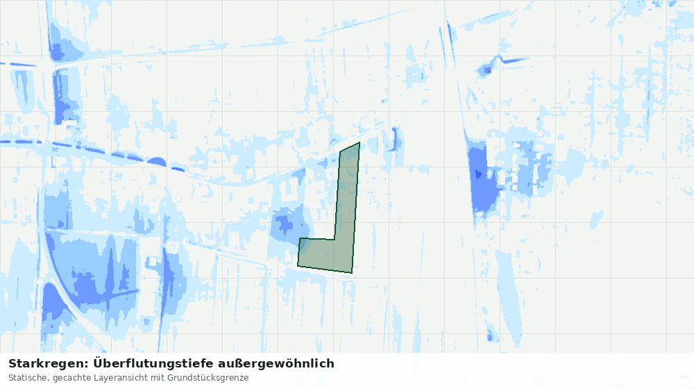 Statische Kartenansicht: Starkregen: Überflutungstiefe außergewöhnlich