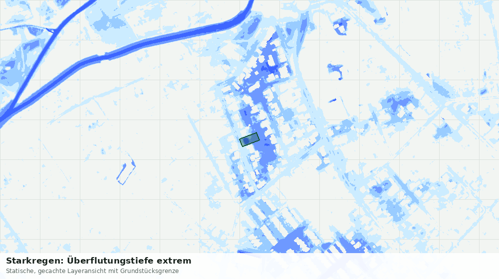 Statische Kartenansicht: Starkregen: Überflutungstiefe extrem