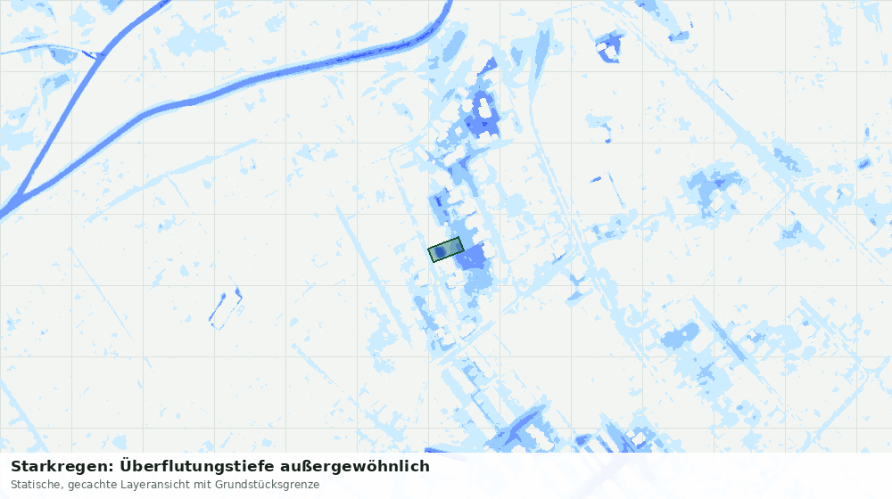 Statische Kartenansicht: Starkregen: Überflutungstiefe außergewöhnlich