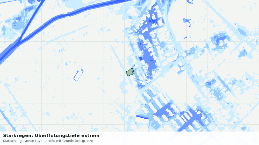 Statische Kartenansicht: Starkregen: Überflutungstiefe extrem
