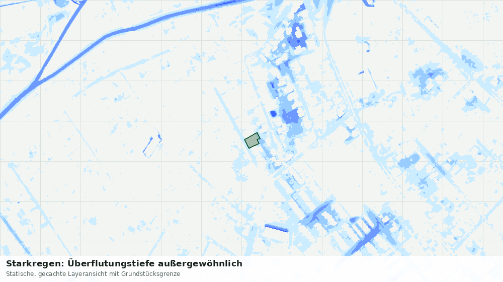 Statische Kartenansicht: Starkregen: Überflutungstiefe außergewöhnlich