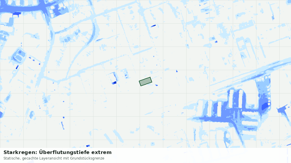Statische Kartenansicht: Starkregen: Überflutungstiefe extrem
