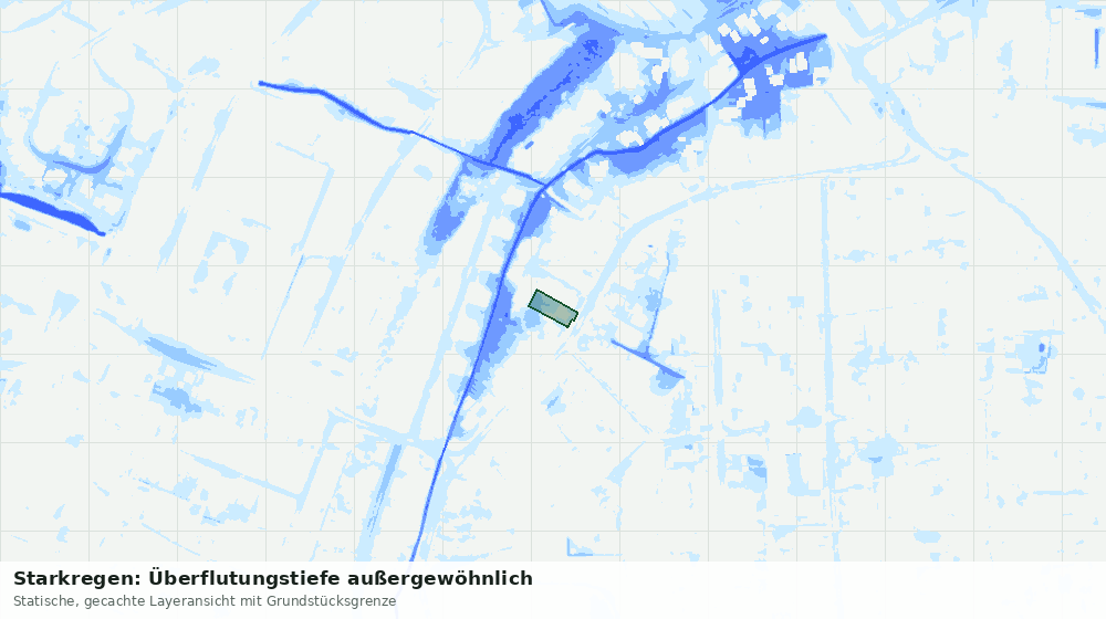 Statische Kartenansicht: Starkregen: Überflutungstiefe außergewöhnlich