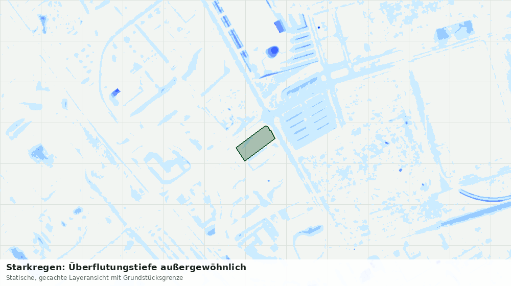 Statische Kartenansicht: Starkregen: Überflutungstiefe außergewöhnlich