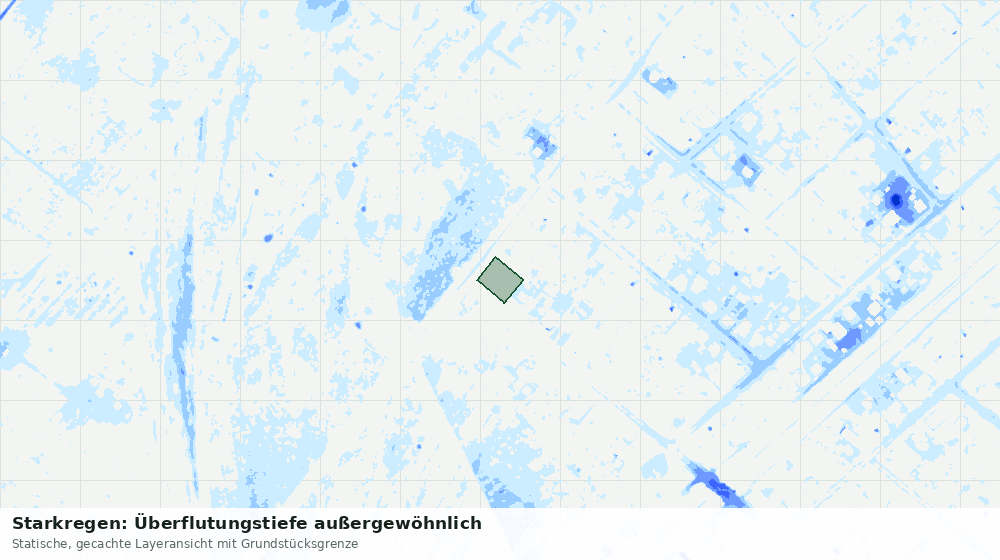 Statische Kartenansicht: Starkregen: Überflutungstiefe außergewöhnlich