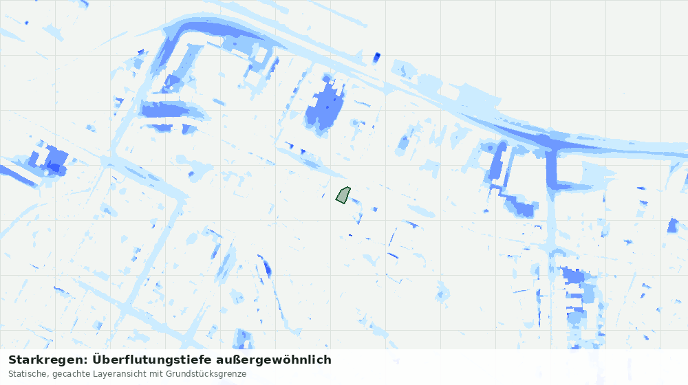 Statische Kartenansicht: Starkregen: Überflutungstiefe außergewöhnlich