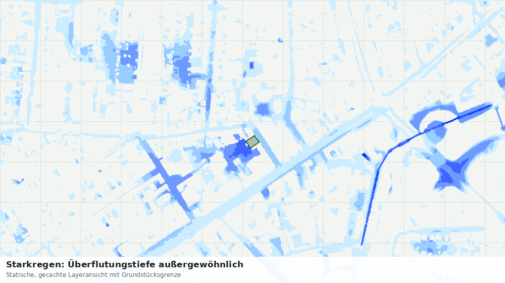 Statische Kartenansicht: Starkregen: Überflutungstiefe außergewöhnlich