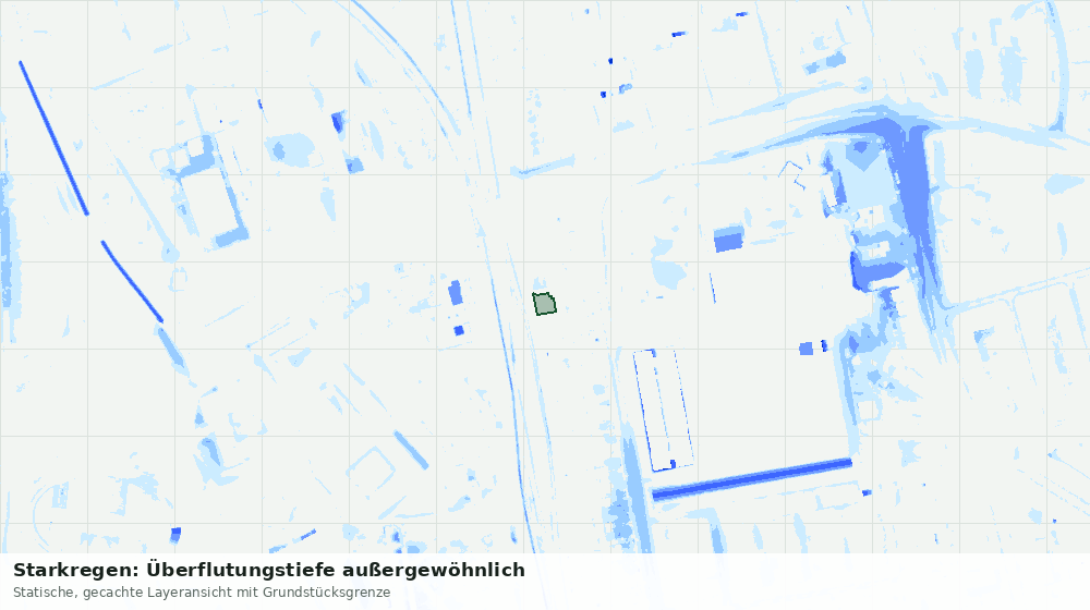 Statische Kartenansicht: Starkregen: Überflutungstiefe außergewöhnlich