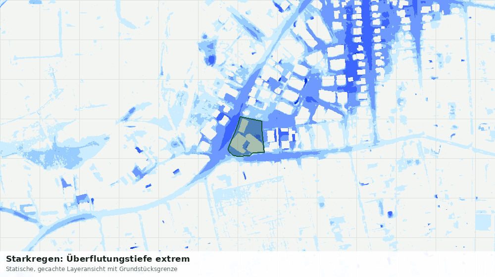 Statische Kartenansicht: Starkregen: Überflutungstiefe extrem