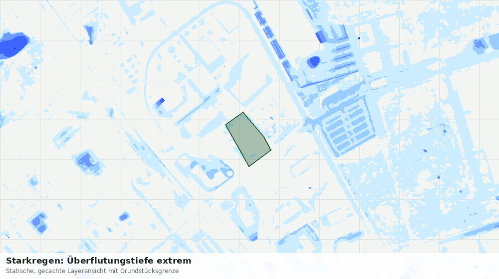 Statische Kartenansicht: Starkregen: Überflutungstiefe extrem