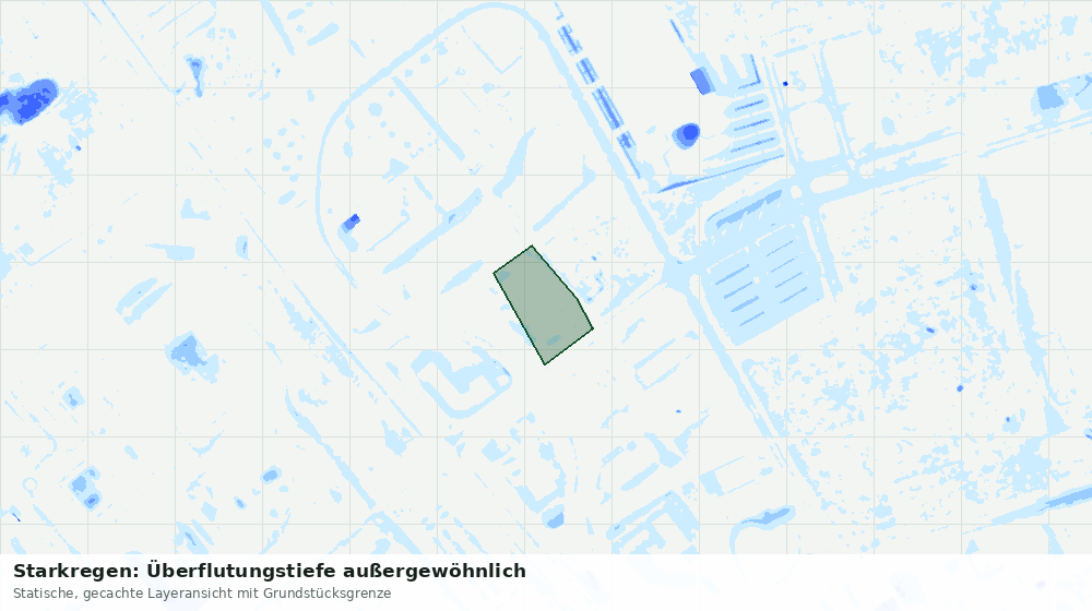 Statische Kartenansicht: Starkregen: Überflutungstiefe außergewöhnlich