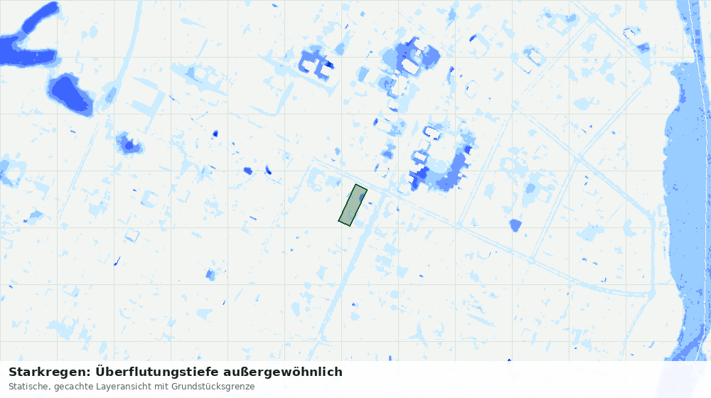 Statische Kartenansicht: Starkregen: Überflutungstiefe außergewöhnlich