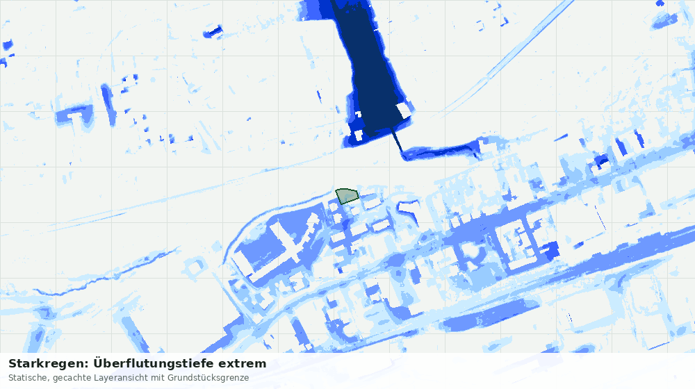 Statische Kartenansicht: Starkregen: Überflutungstiefe extrem