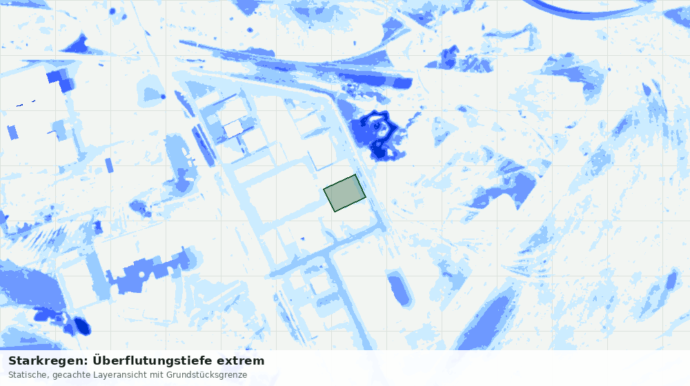 Statische Kartenansicht: Starkregen: Überflutungstiefe extrem