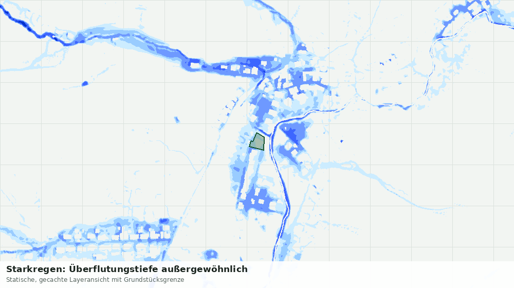 Statische Kartenansicht: Starkregen: Überflutungstiefe außergewöhnlich