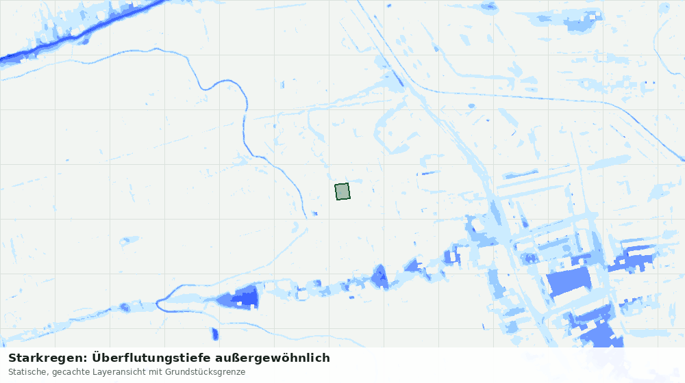 Statische Kartenansicht: Starkregen: Überflutungstiefe außergewöhnlich