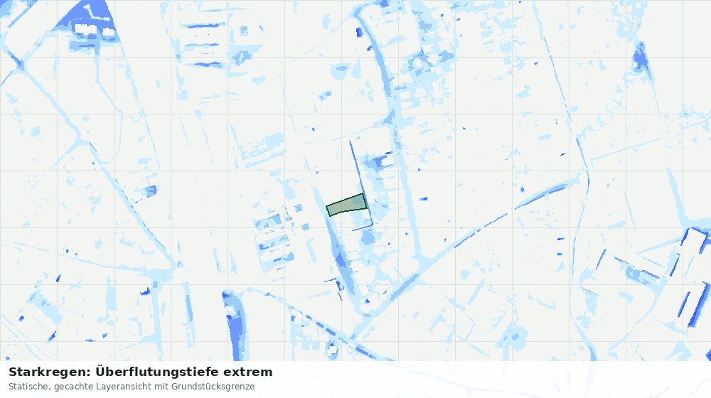 Statische Kartenansicht: Starkregen: Überflutungstiefe extrem
