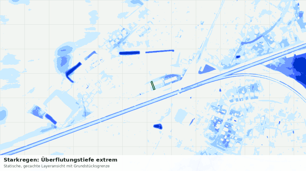 Statische Kartenansicht: Starkregen: Überflutungstiefe extrem