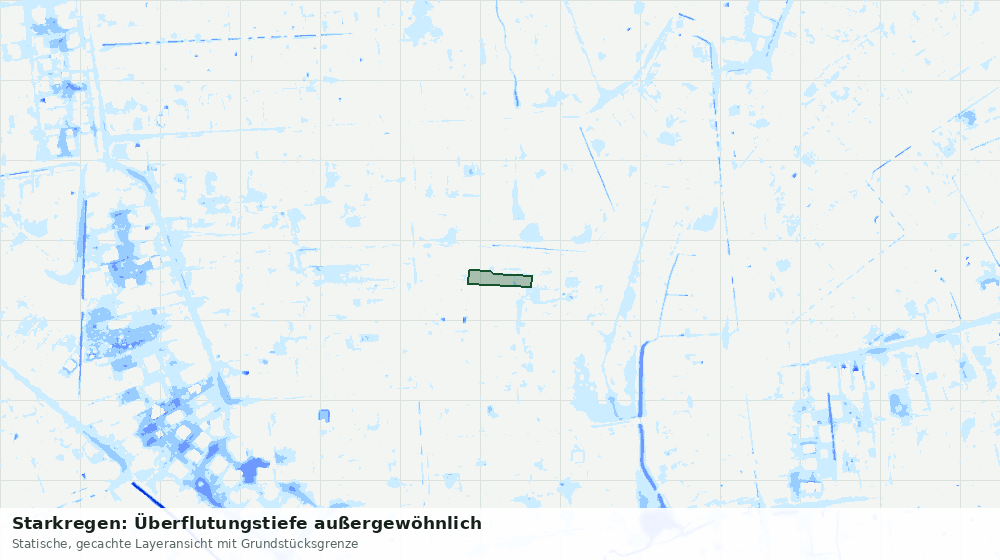 Statische Kartenansicht: Starkregen: Überflutungstiefe außergewöhnlich