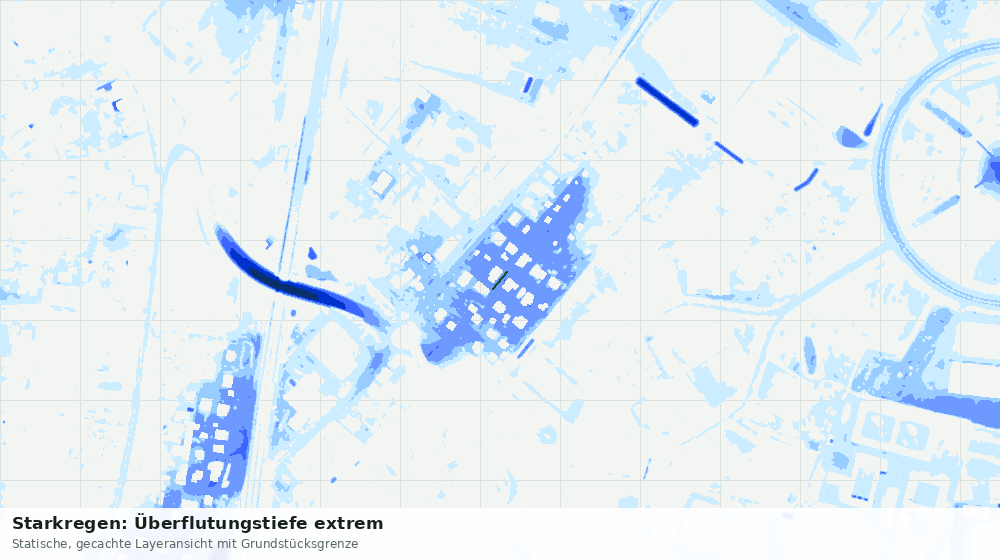 Statische Kartenansicht: Starkregen: Überflutungstiefe extrem