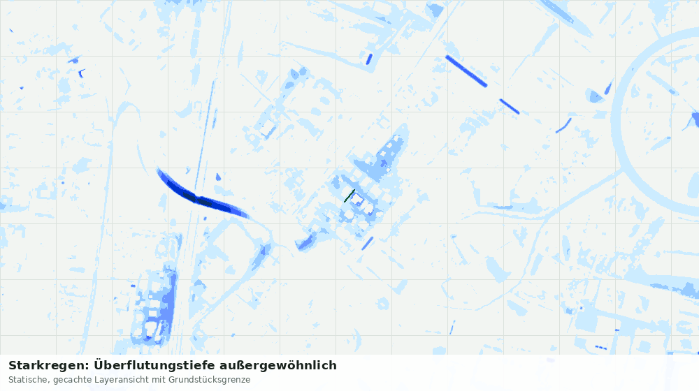 Statische Kartenansicht: Starkregen: Überflutungstiefe außergewöhnlich