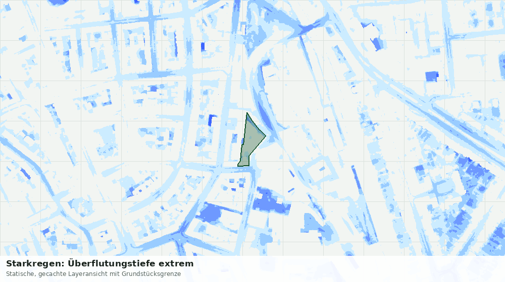 Statische Kartenansicht: Starkregen: Überflutungstiefe extrem