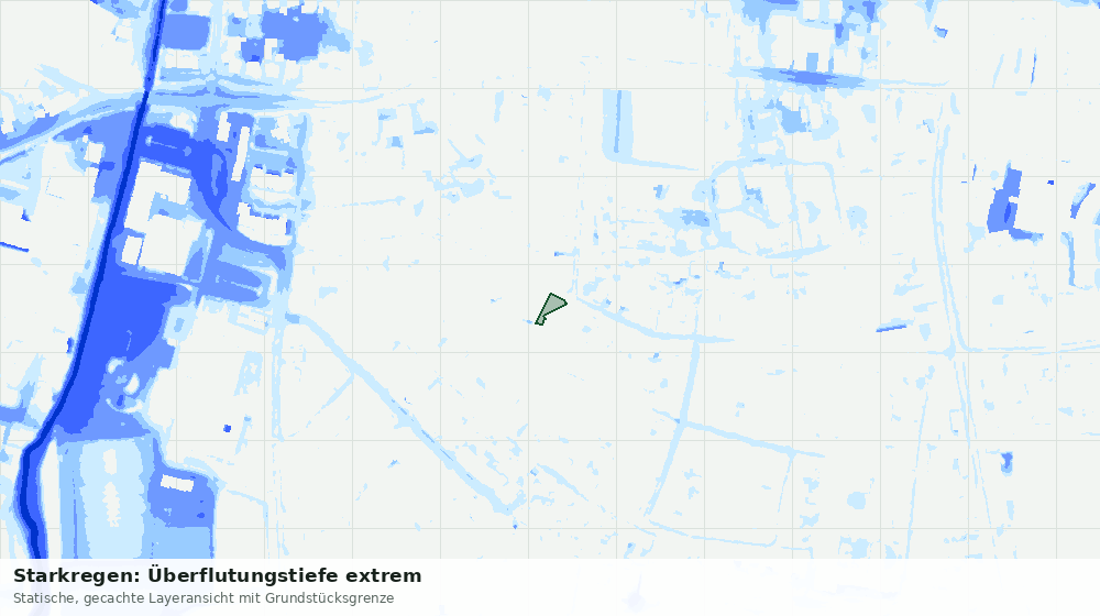 Statische Kartenansicht: Starkregen: Überflutungstiefe extrem