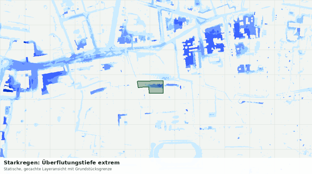 Statische Kartenansicht: Starkregen: Überflutungstiefe extrem