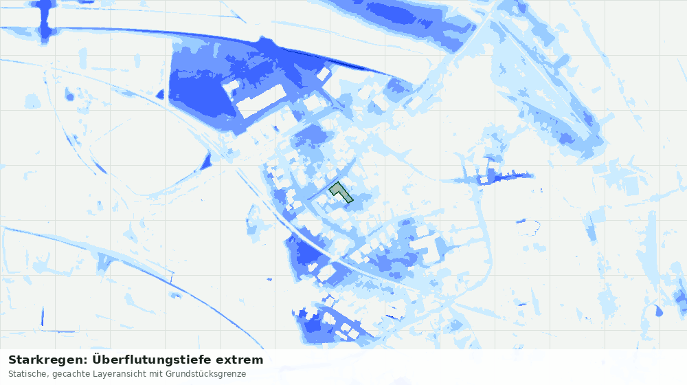 Statische Kartenansicht: Starkregen: Überflutungstiefe extrem