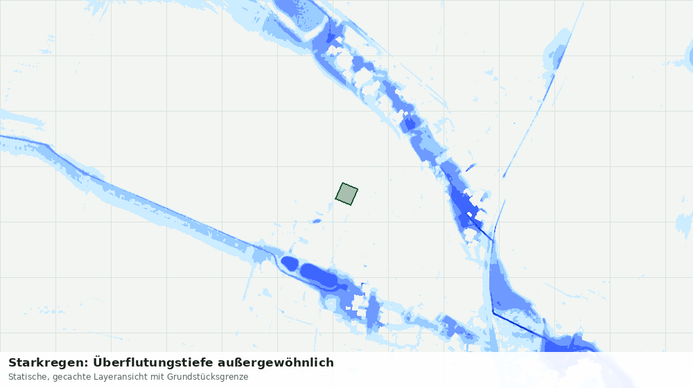 Statische Kartenansicht: Starkregen: Überflutungstiefe außergewöhnlich