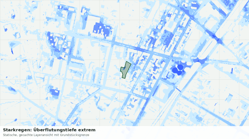 Statische Kartenansicht: Starkregen: Überflutungstiefe extrem