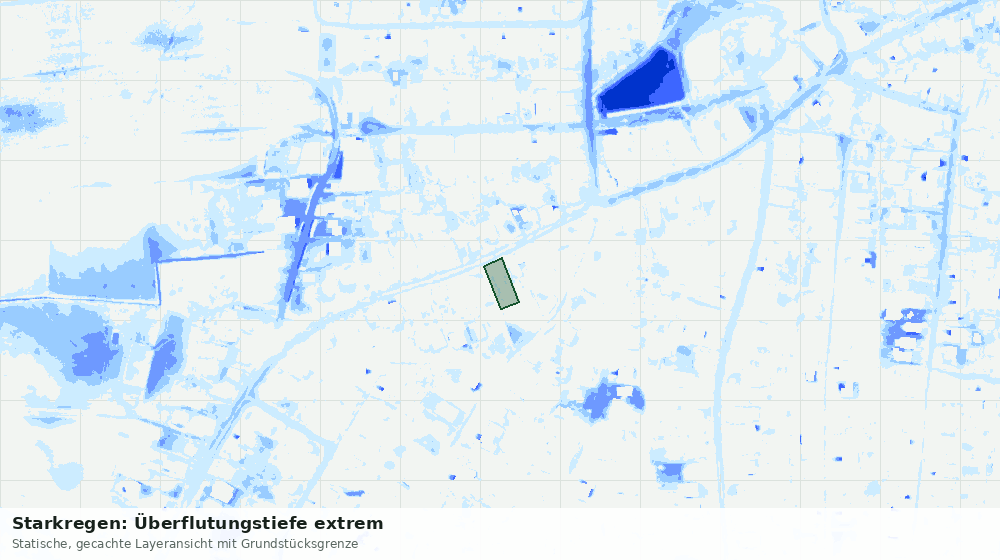 Statische Kartenansicht: Starkregen: Überflutungstiefe extrem