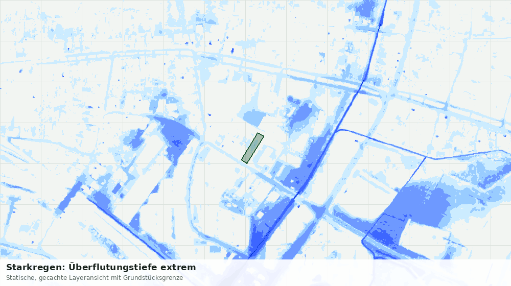 Statische Kartenansicht: Starkregen: Überflutungstiefe extrem