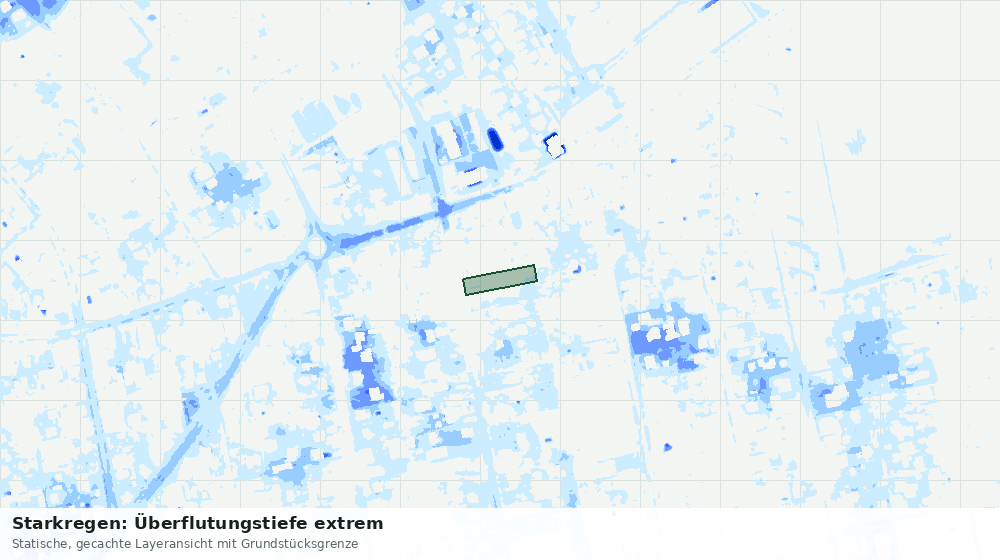 Statische Kartenansicht: Starkregen: Überflutungstiefe extrem