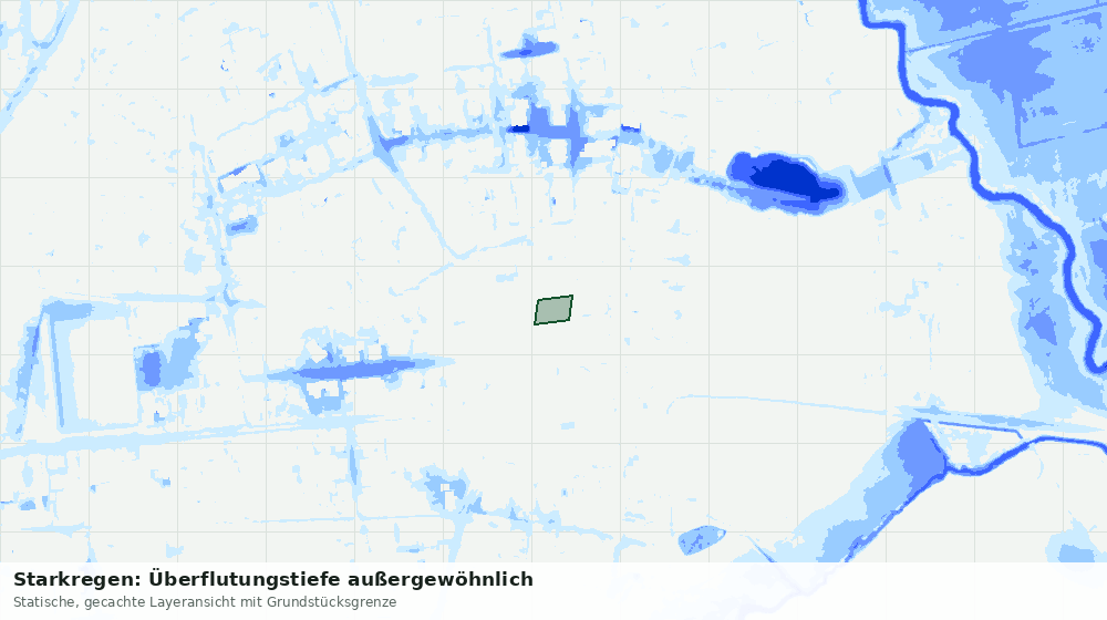 Statische Kartenansicht: Starkregen: Überflutungstiefe außergewöhnlich