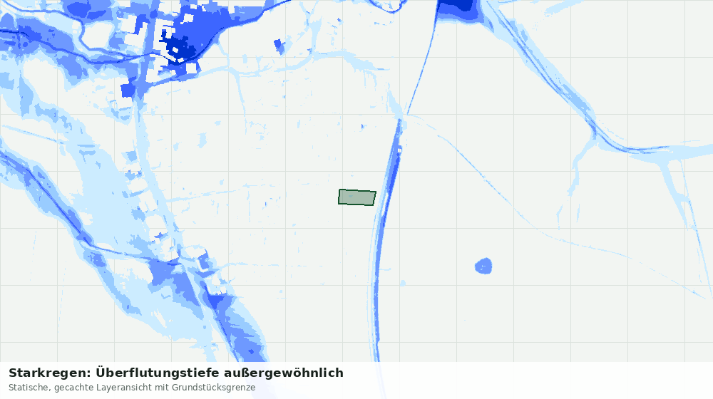 Statische Kartenansicht: Starkregen: Überflutungstiefe außergewöhnlich