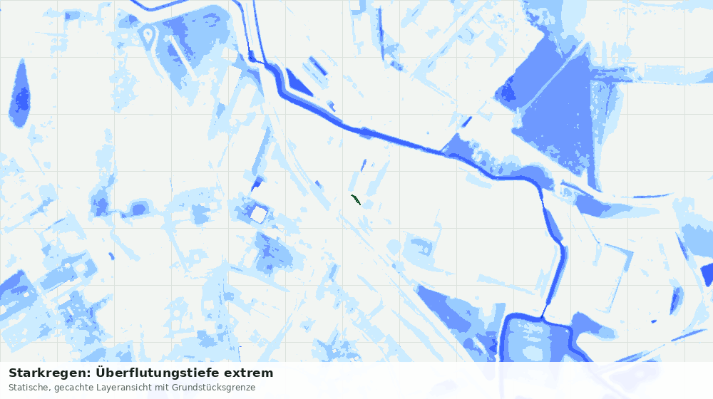 Statische Kartenansicht: Starkregen: Überflutungstiefe extrem