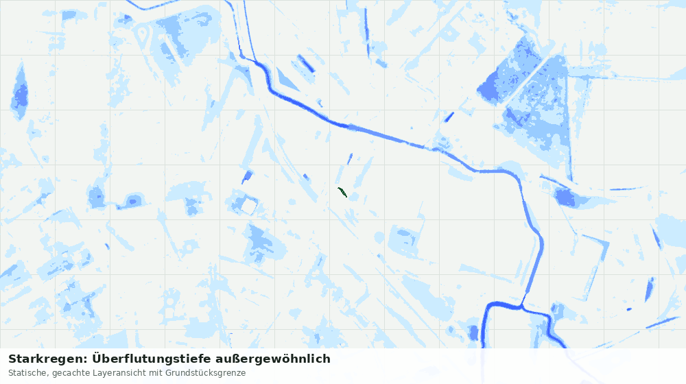 Statische Kartenansicht: Starkregen: Überflutungstiefe außergewöhnlich
