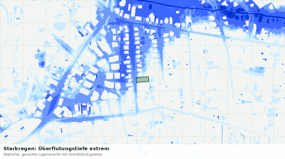 Statische Kartenansicht: Starkregen: Überflutungstiefe extrem