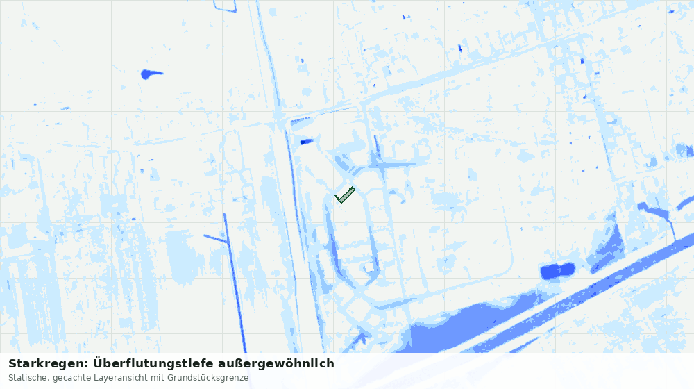Statische Kartenansicht: Starkregen: Überflutungstiefe außergewöhnlich