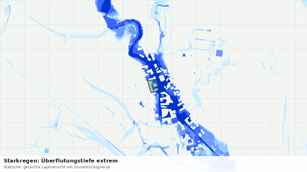 Statische Kartenansicht: Starkregen: Überflutungstiefe extrem