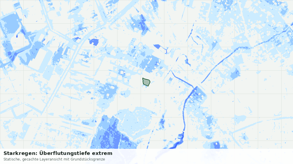 Statische Kartenansicht: Starkregen: Überflutungstiefe extrem
