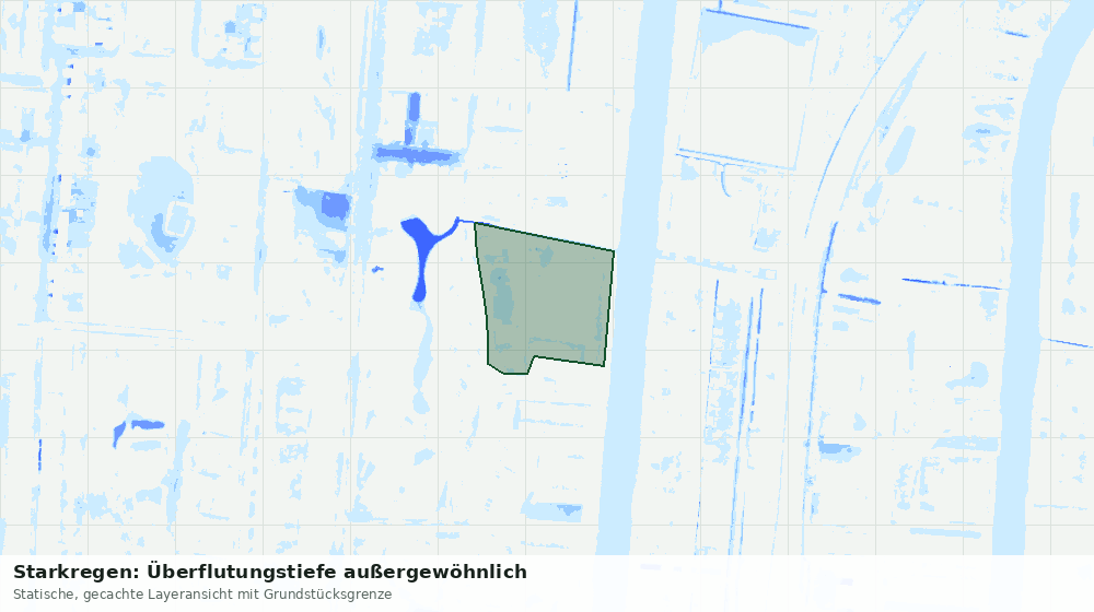 Statische Kartenansicht: Starkregen: Überflutungstiefe außergewöhnlich