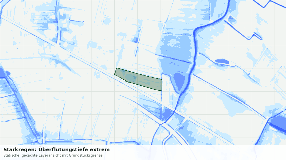 Statische Kartenansicht: Starkregen: Überflutungstiefe extrem
